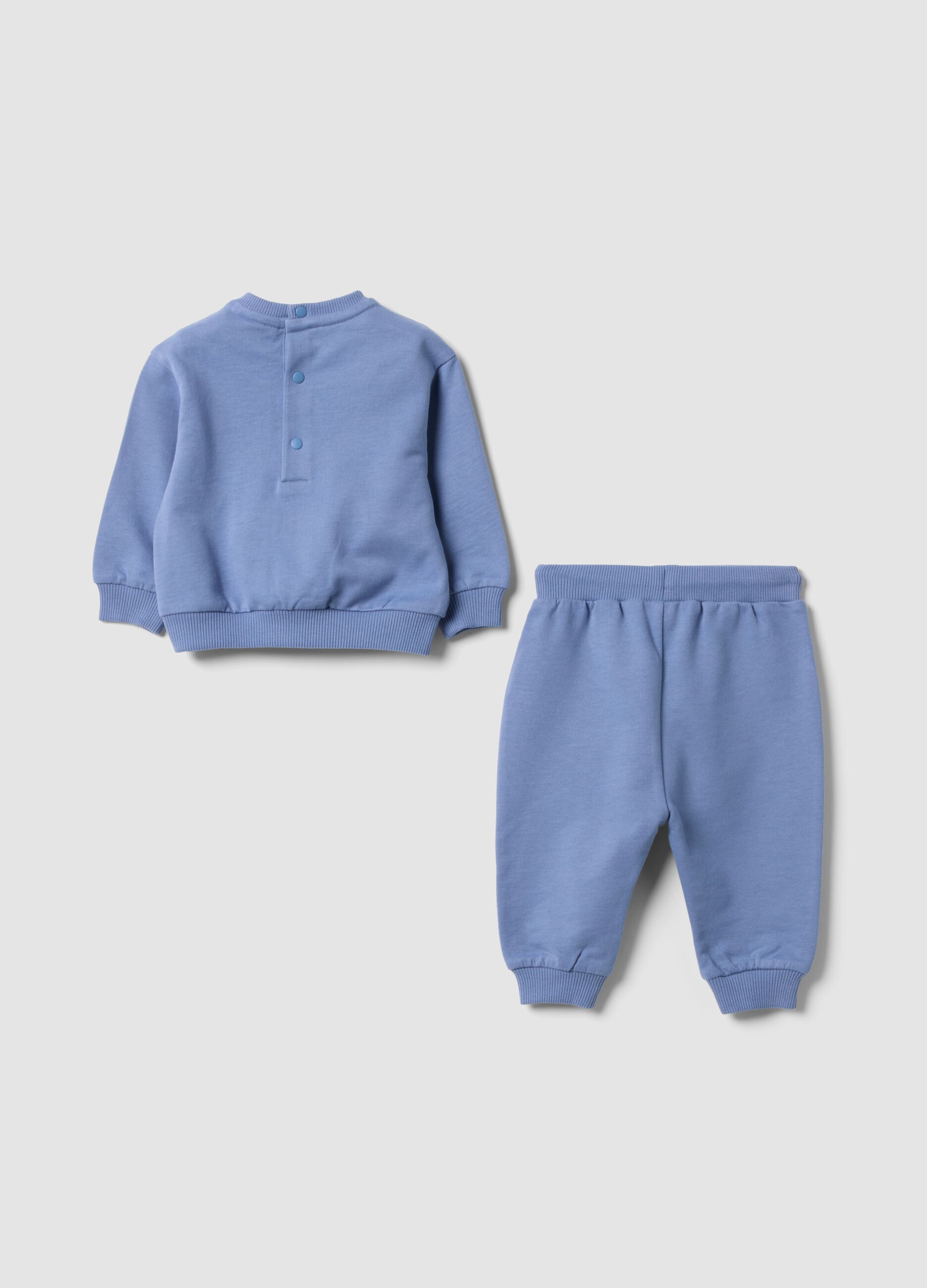 Blue organic cotton sweatshirt and joggers set for baby