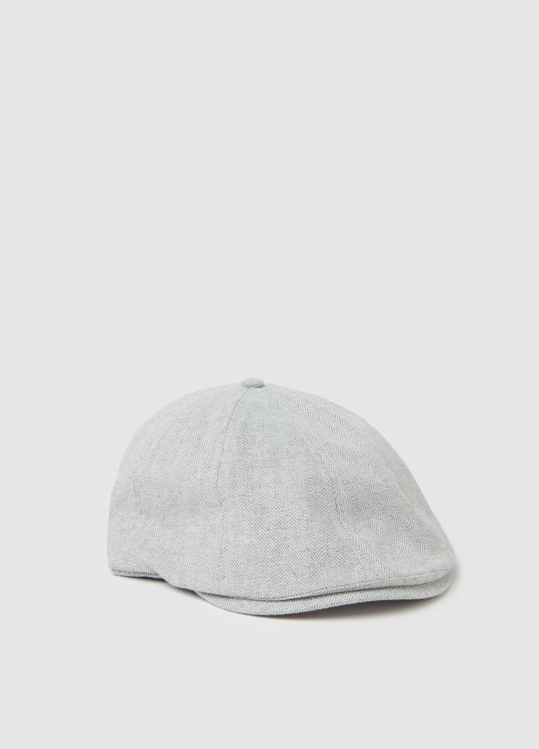 Flat cap with herringbone weave