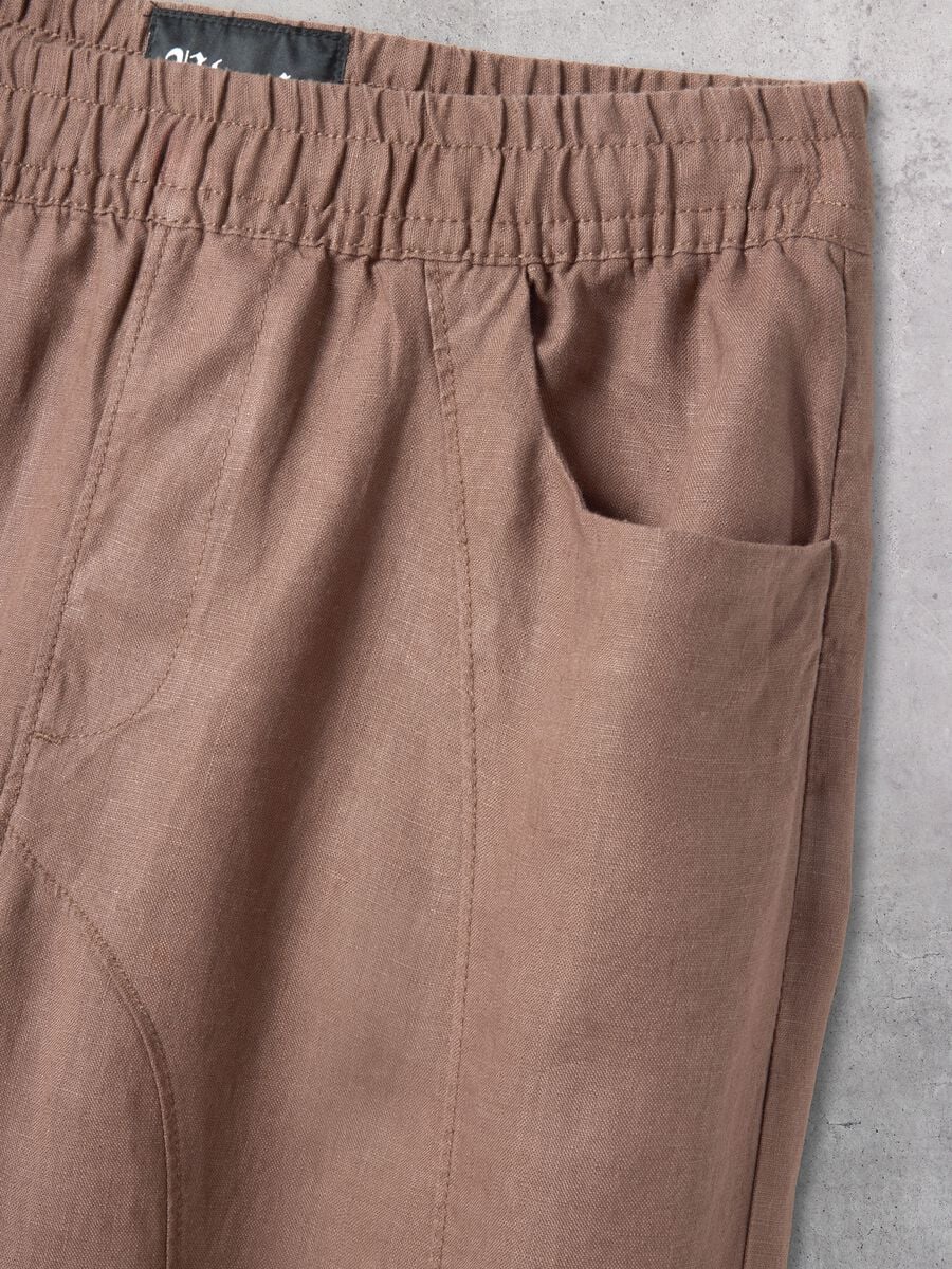 100% Linen Wide Leg Pants Mocha_8