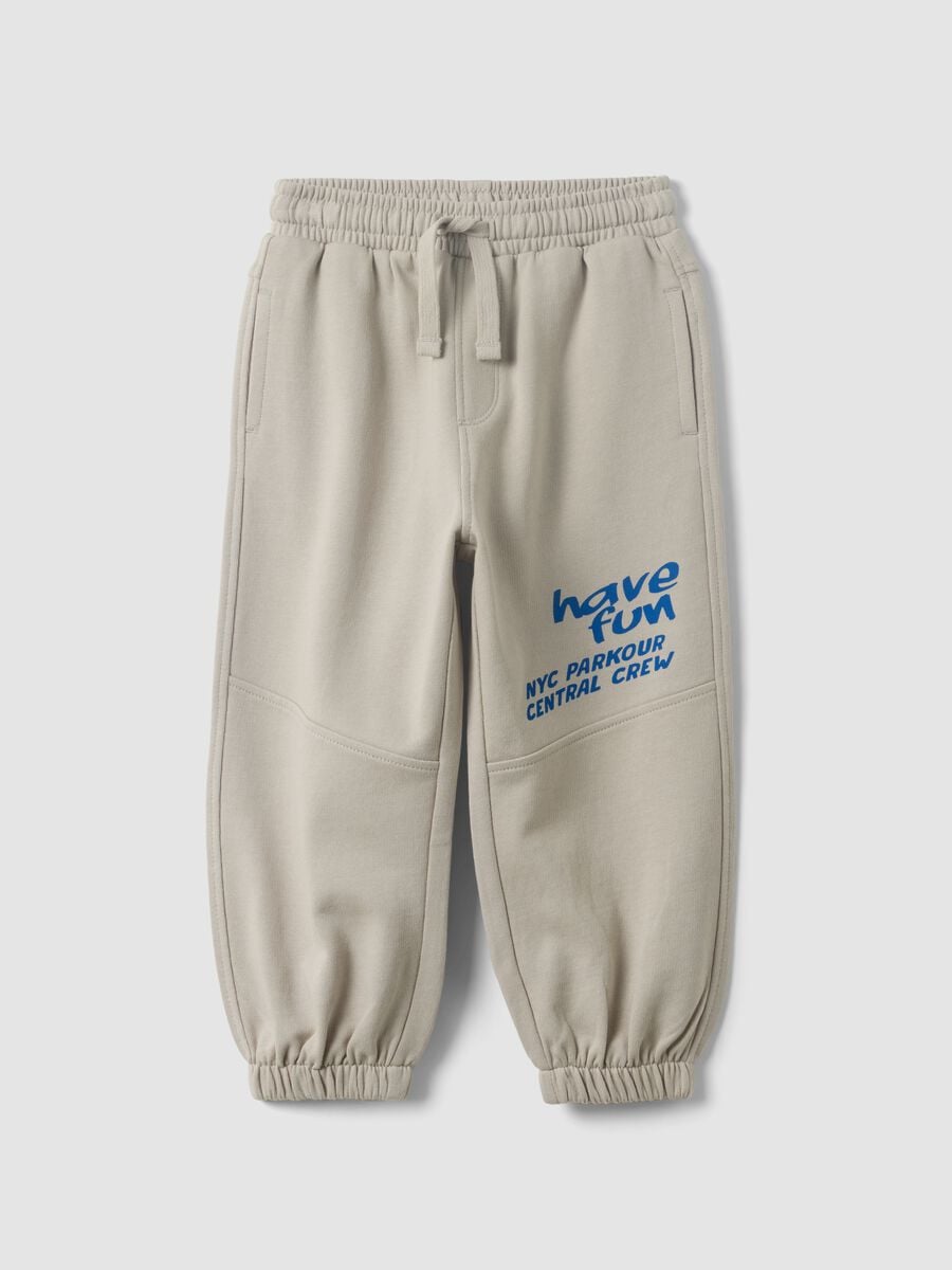 Pantaloni jogger grigi in puro cotone organico per bimbo_0