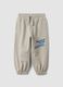 Grey jogger trousers in pure organic cotton for baby boy_0