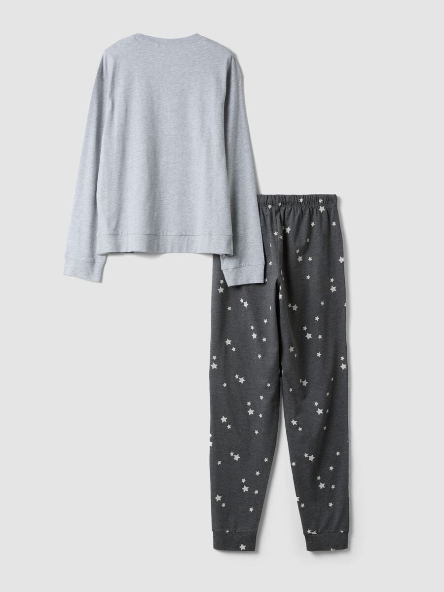 Grey pyjamas in organic cotton and viscose blend with crew neck_6