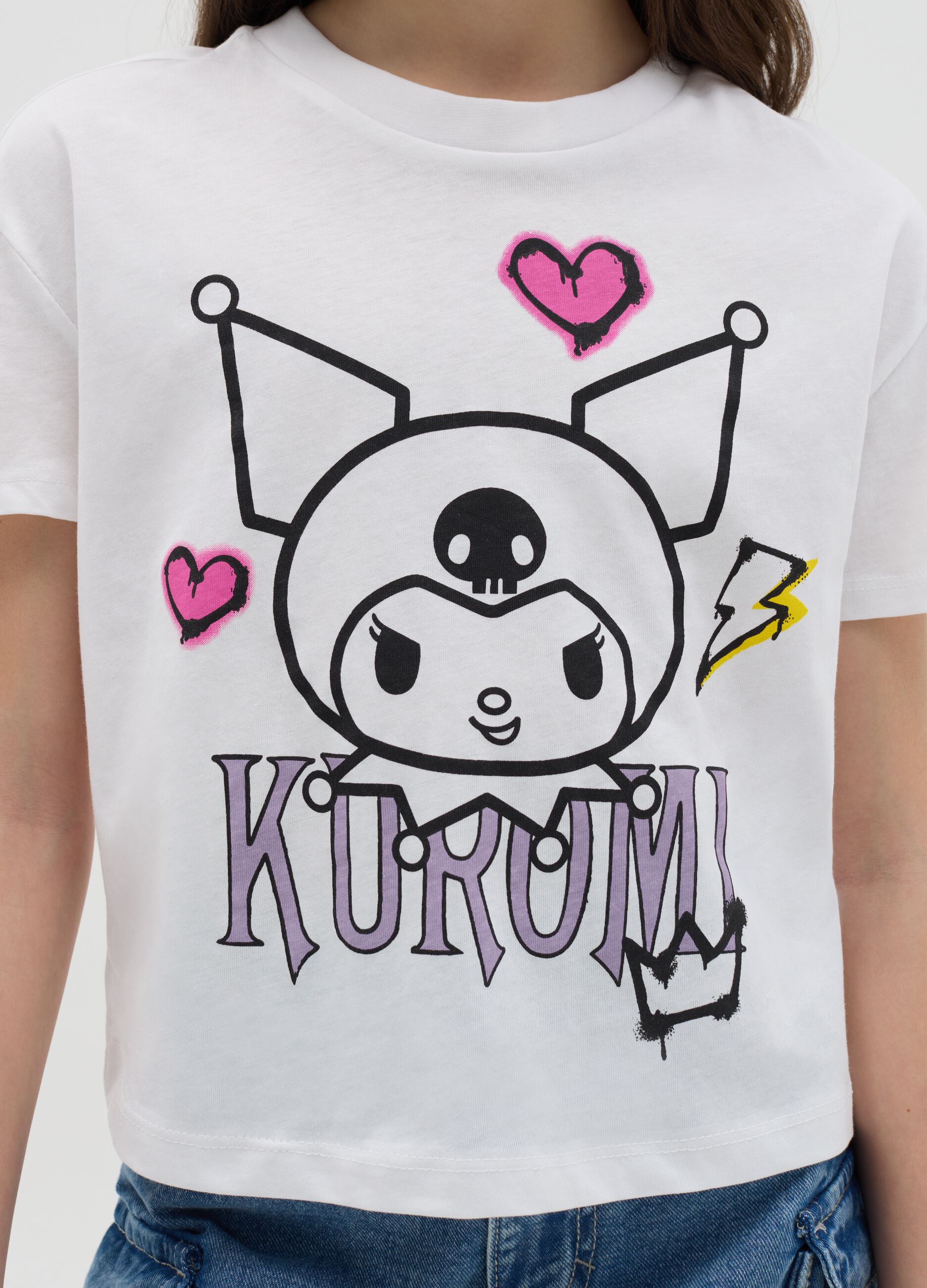 Cotton T-shirt with Kuromi print