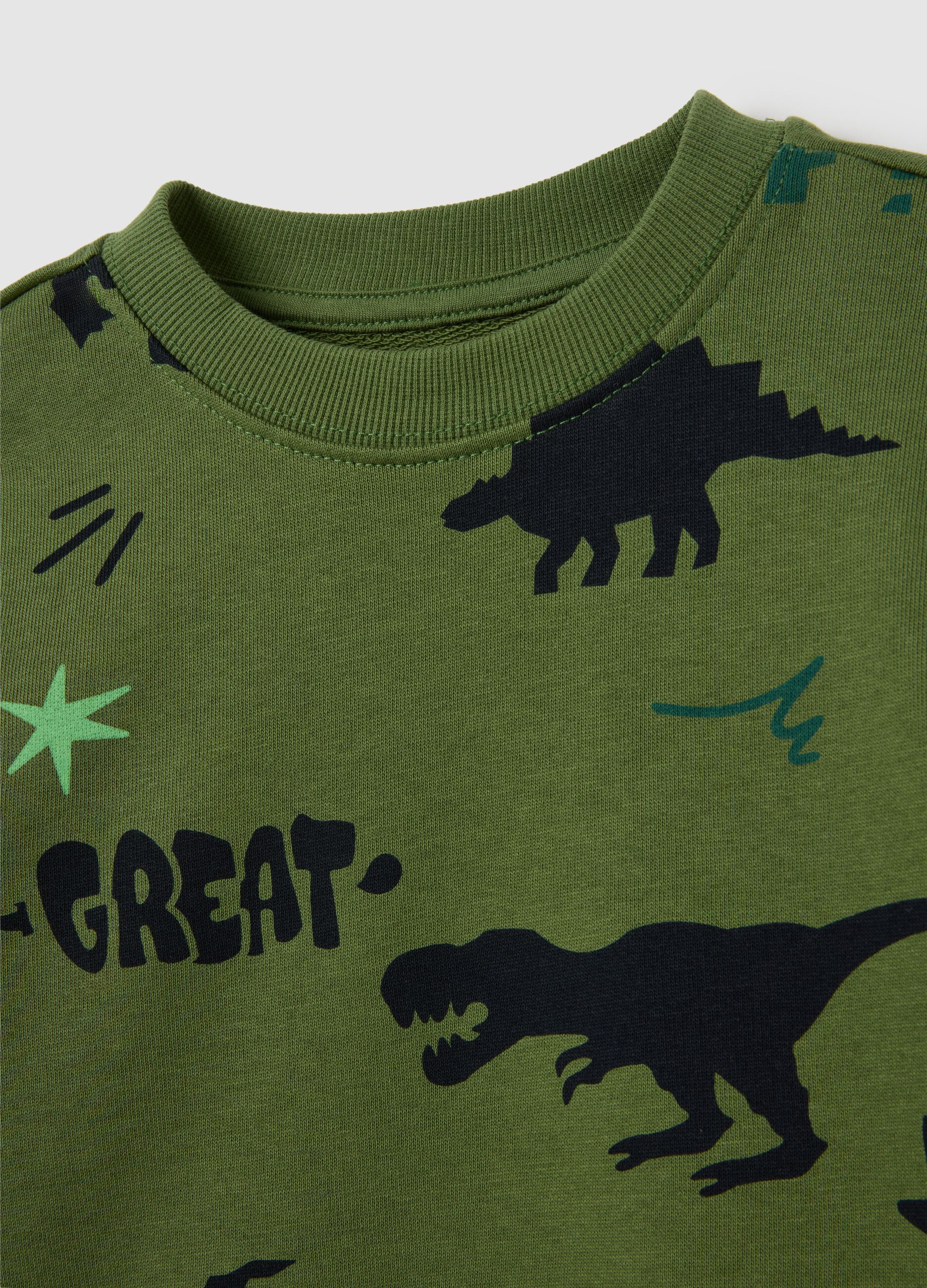 Green regular fit pure cotton kids sweatshirt