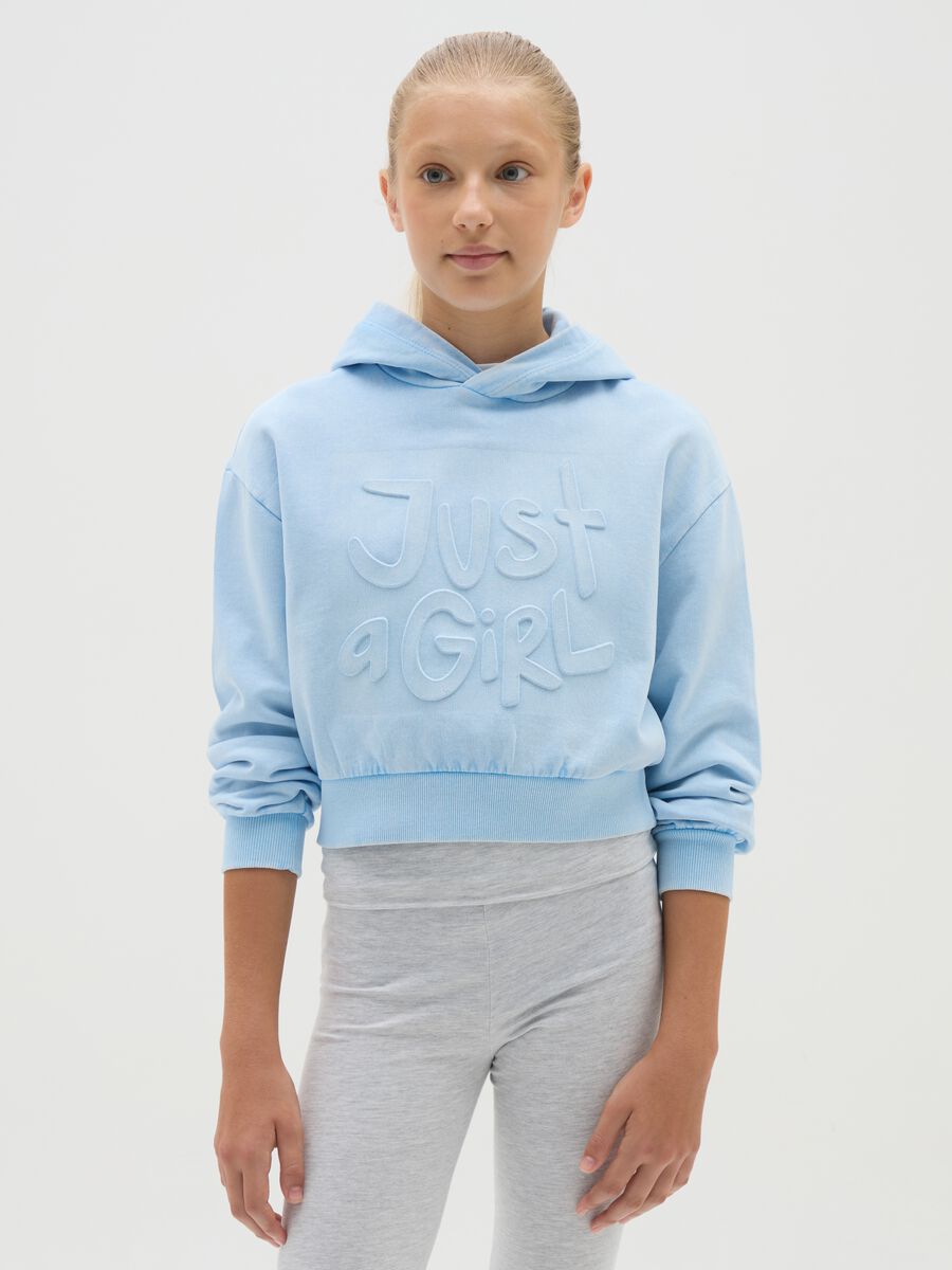Girls' Cotton Blend Blue Sweatshirt Relaxed Fit_0