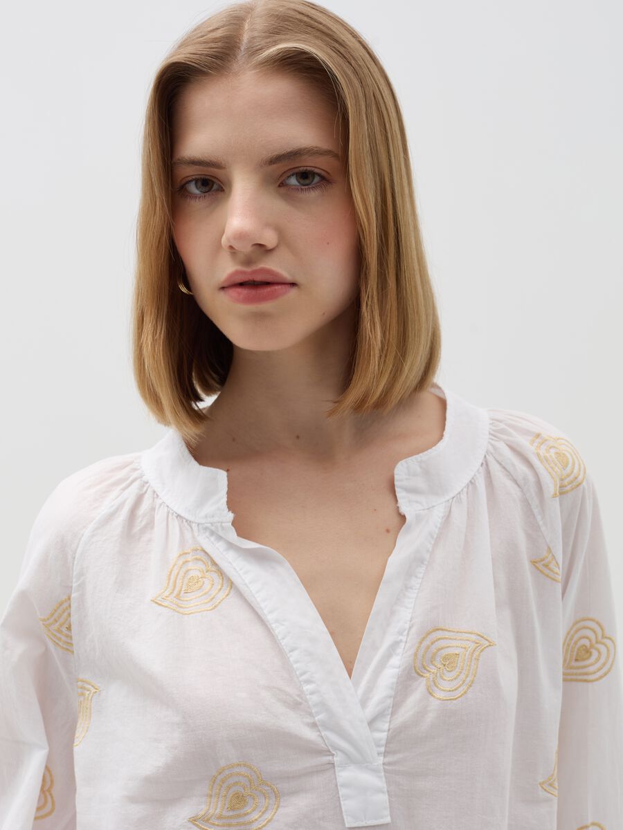 Blouse with foliage embroidery in lurex_1