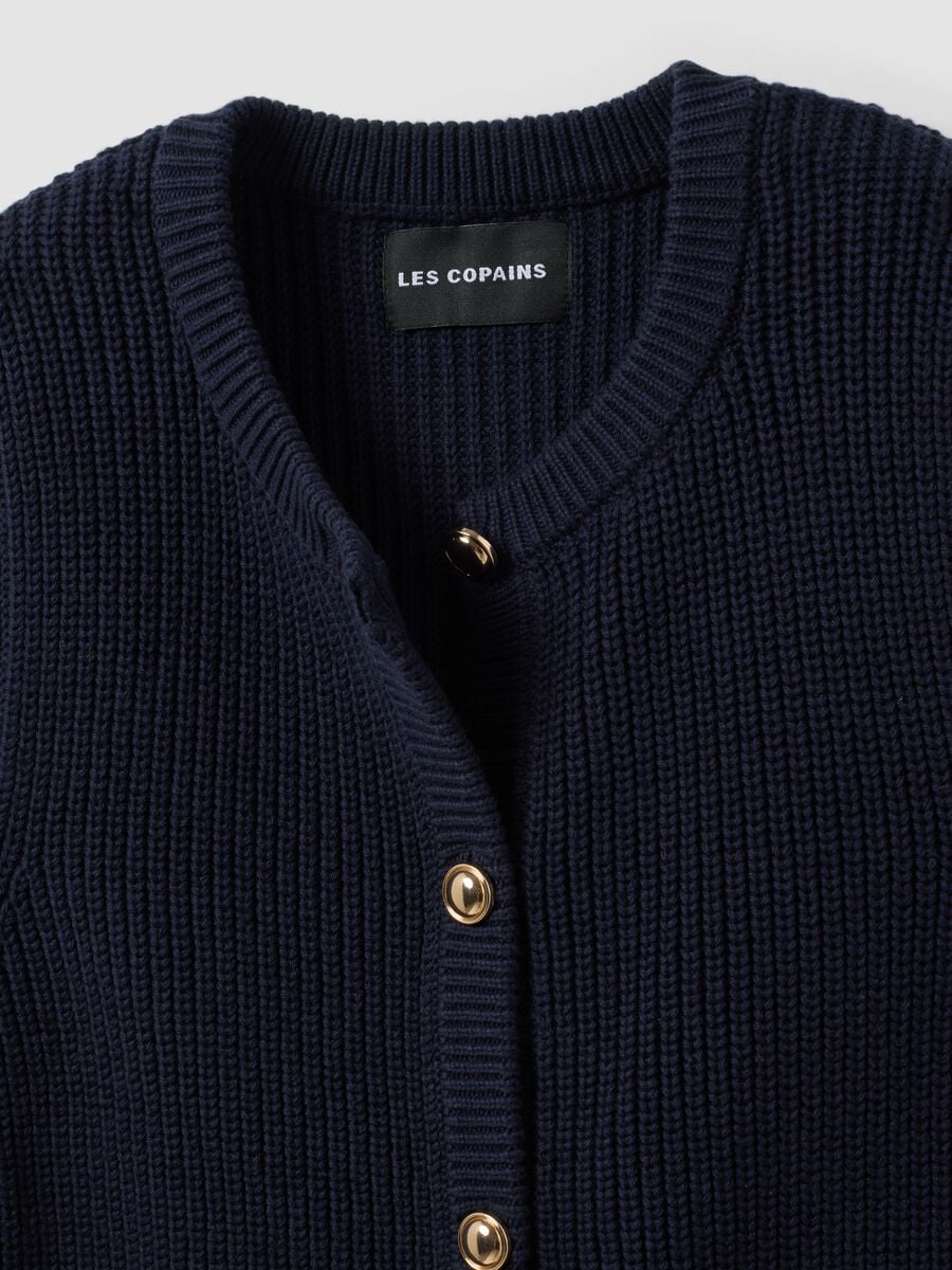 Blue pure-cotton knitted gilet in a regular fit_5