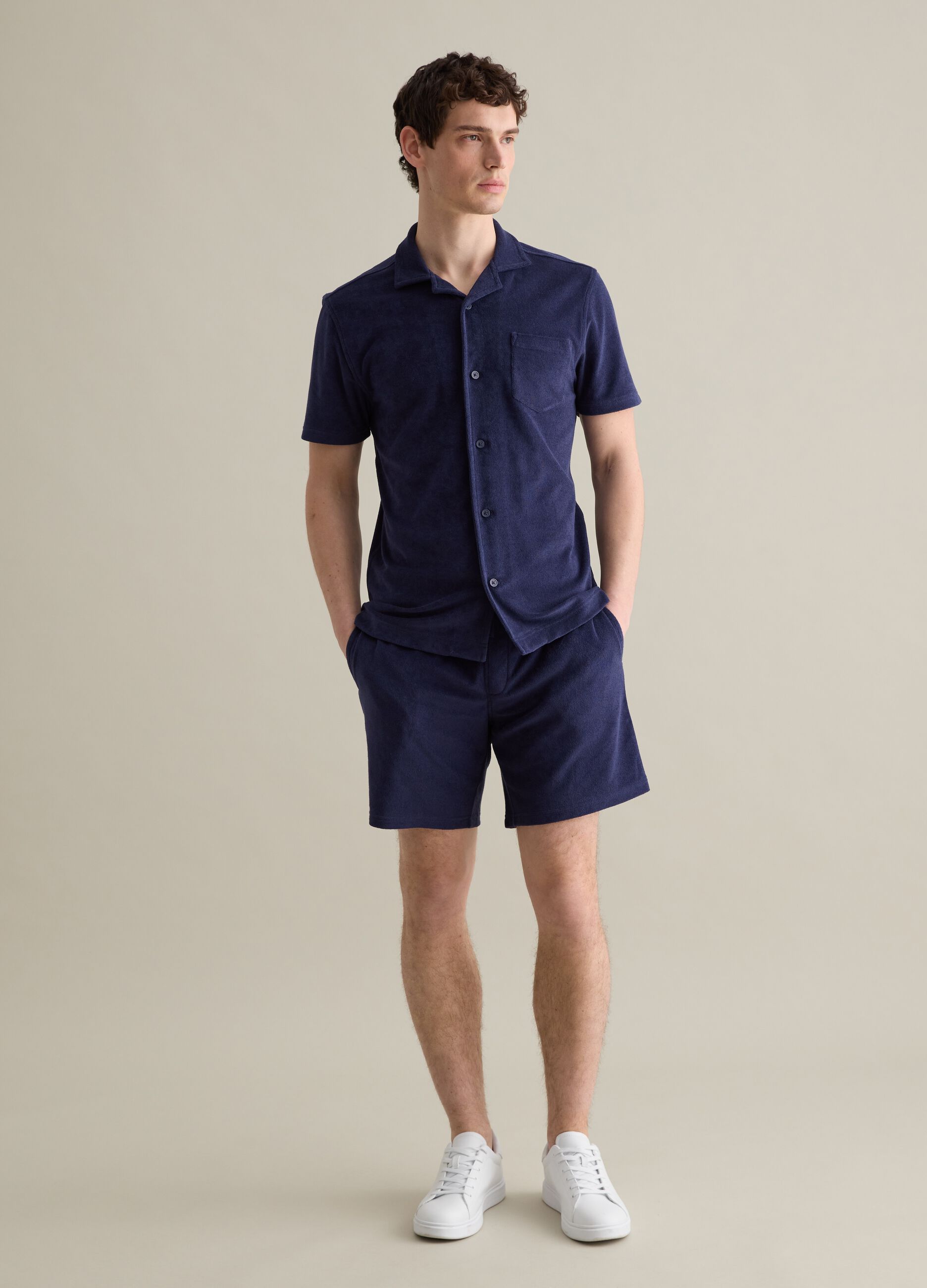 Bermuda in Lead Blue Mixed Fabric