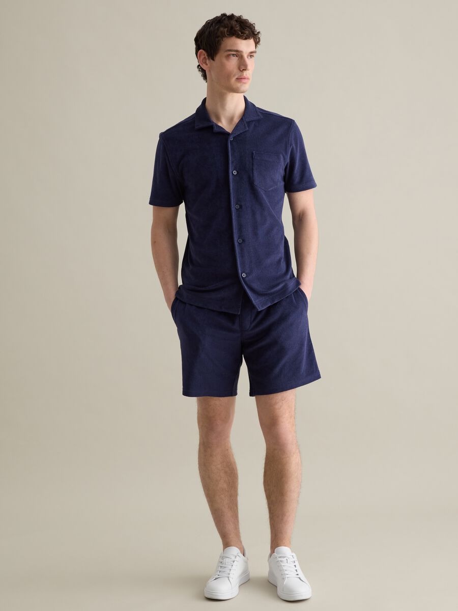 Bermuda in Lead Blue Mixed Fabric_0