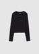 Girls' Black Stretch Cotton Regular Fit T-Shirt_3