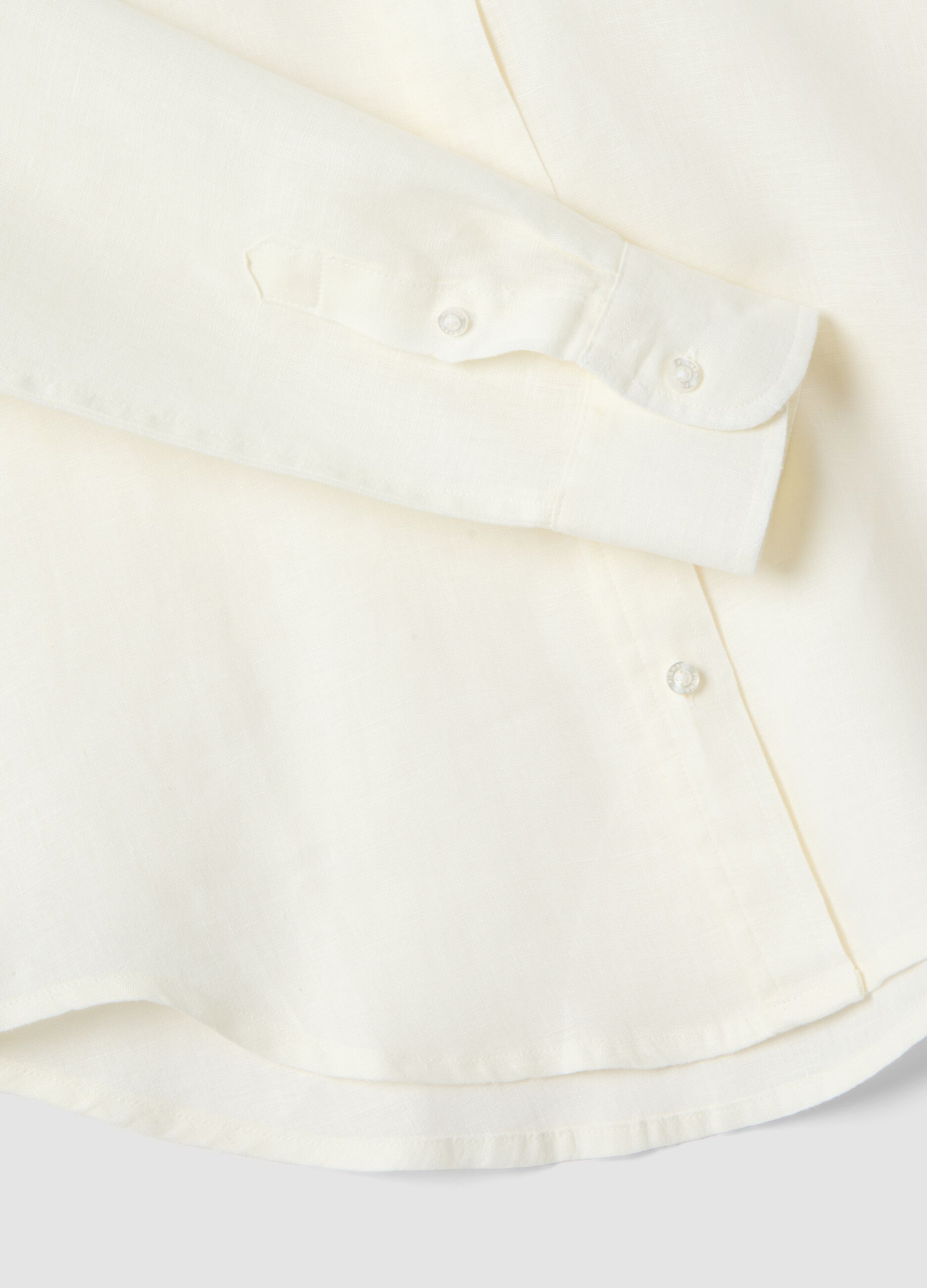 Regular fit pure white linen shirt