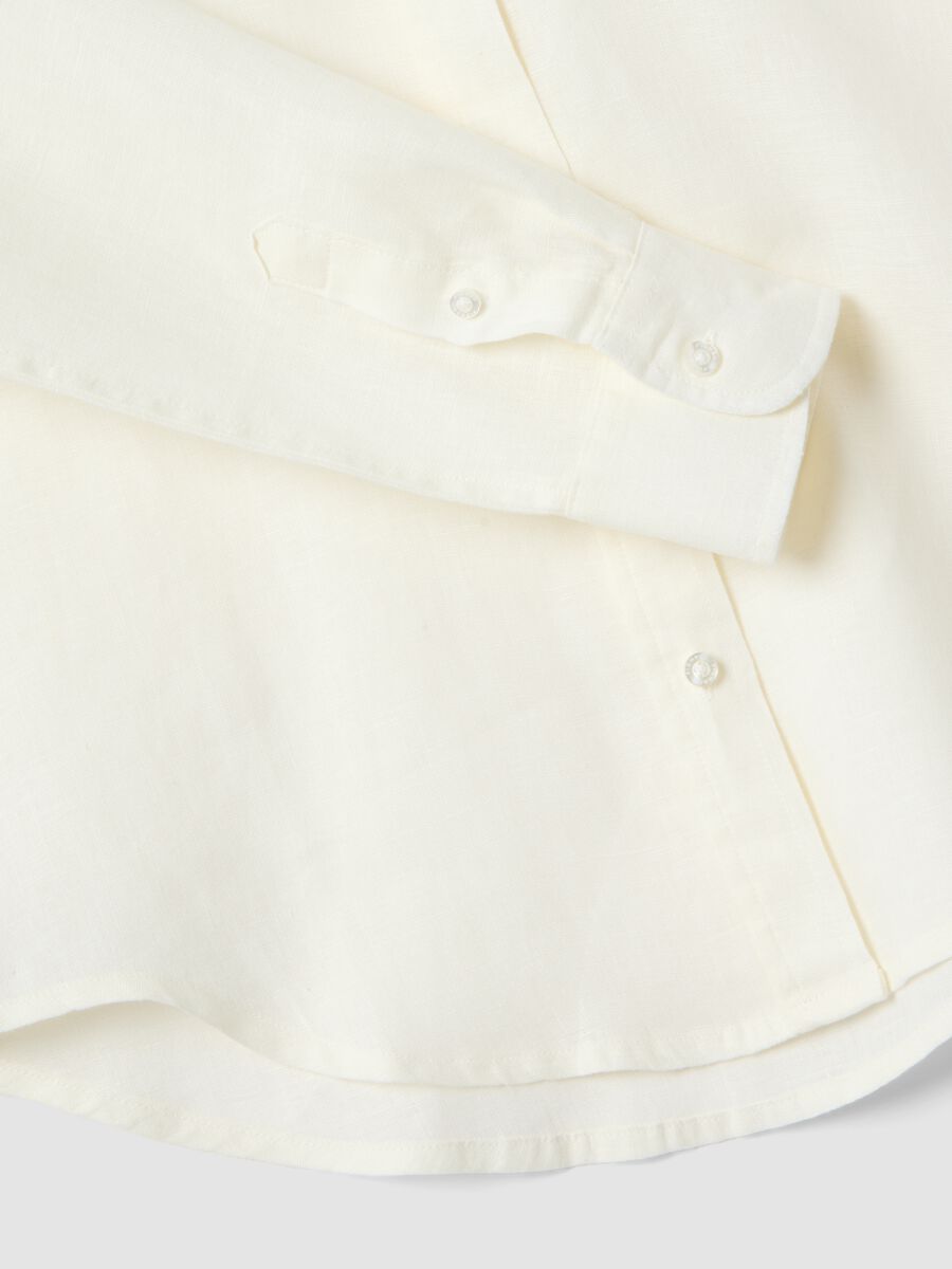 Camicia in puro lino bianca regular fit_5