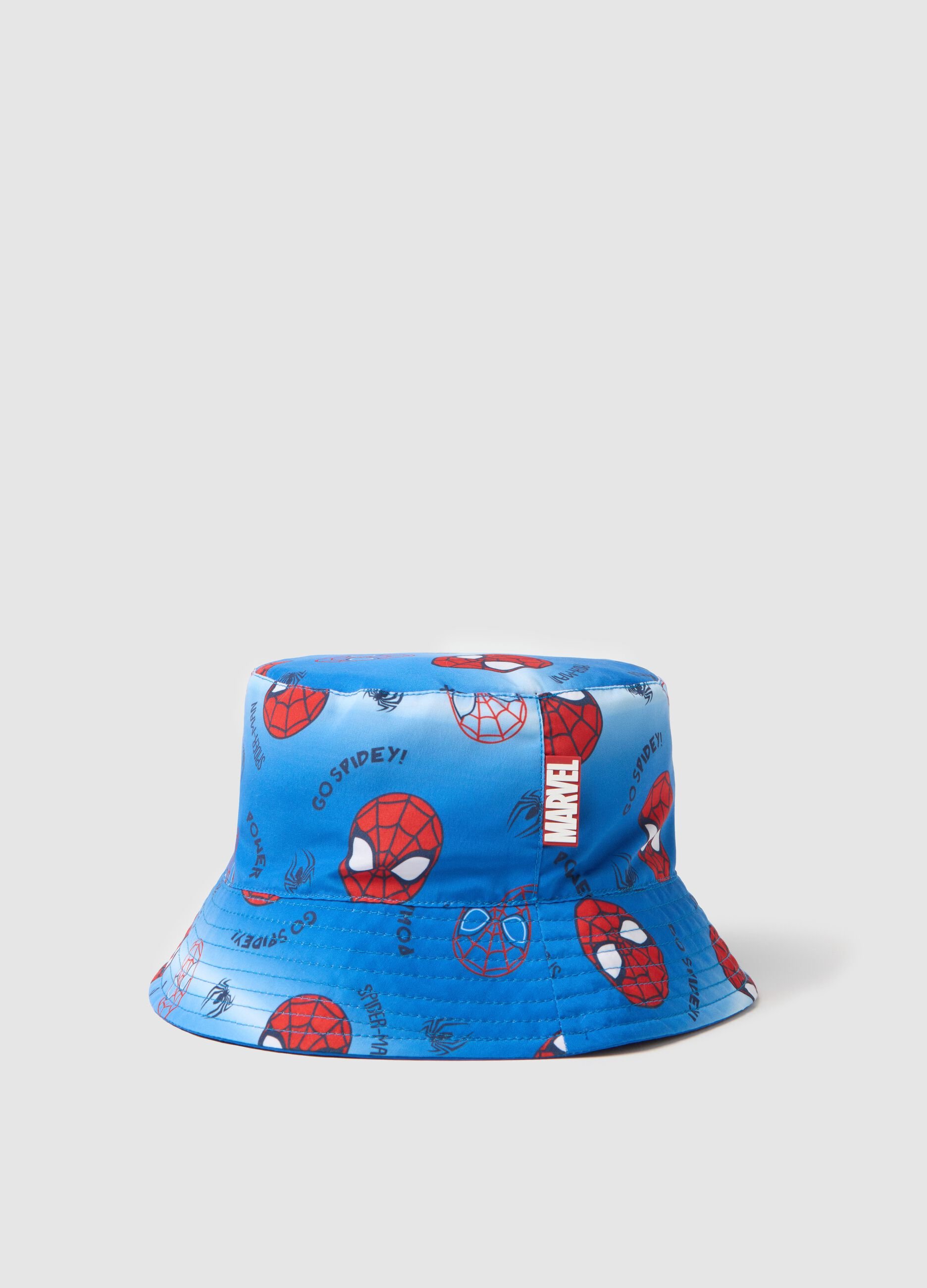 Blue fishing hat with Spider-Man print