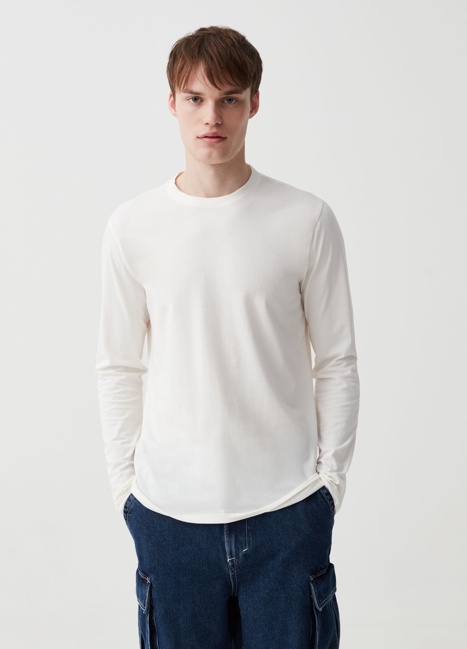 T-shirt a maniche lunghe in jersey