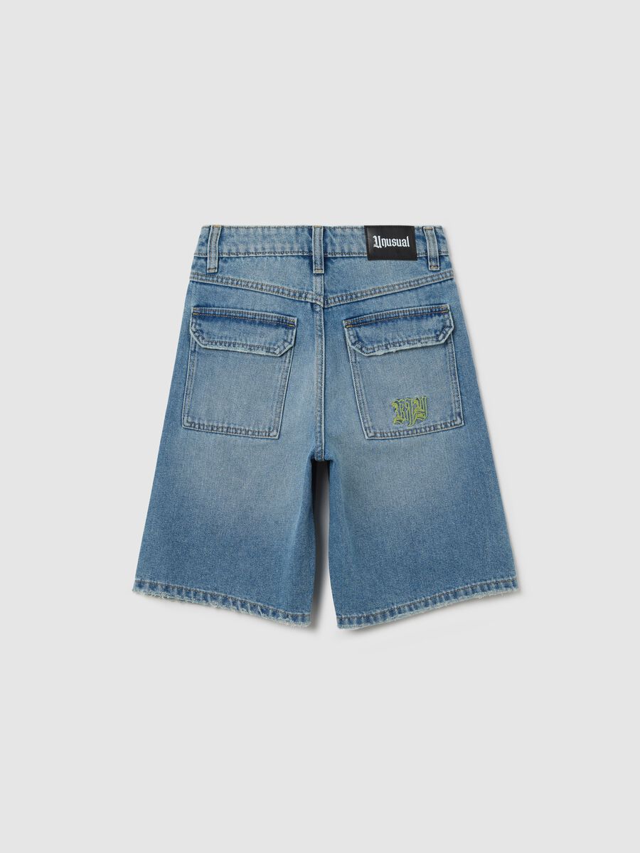 Rigid denim baggy shorts for boys_4