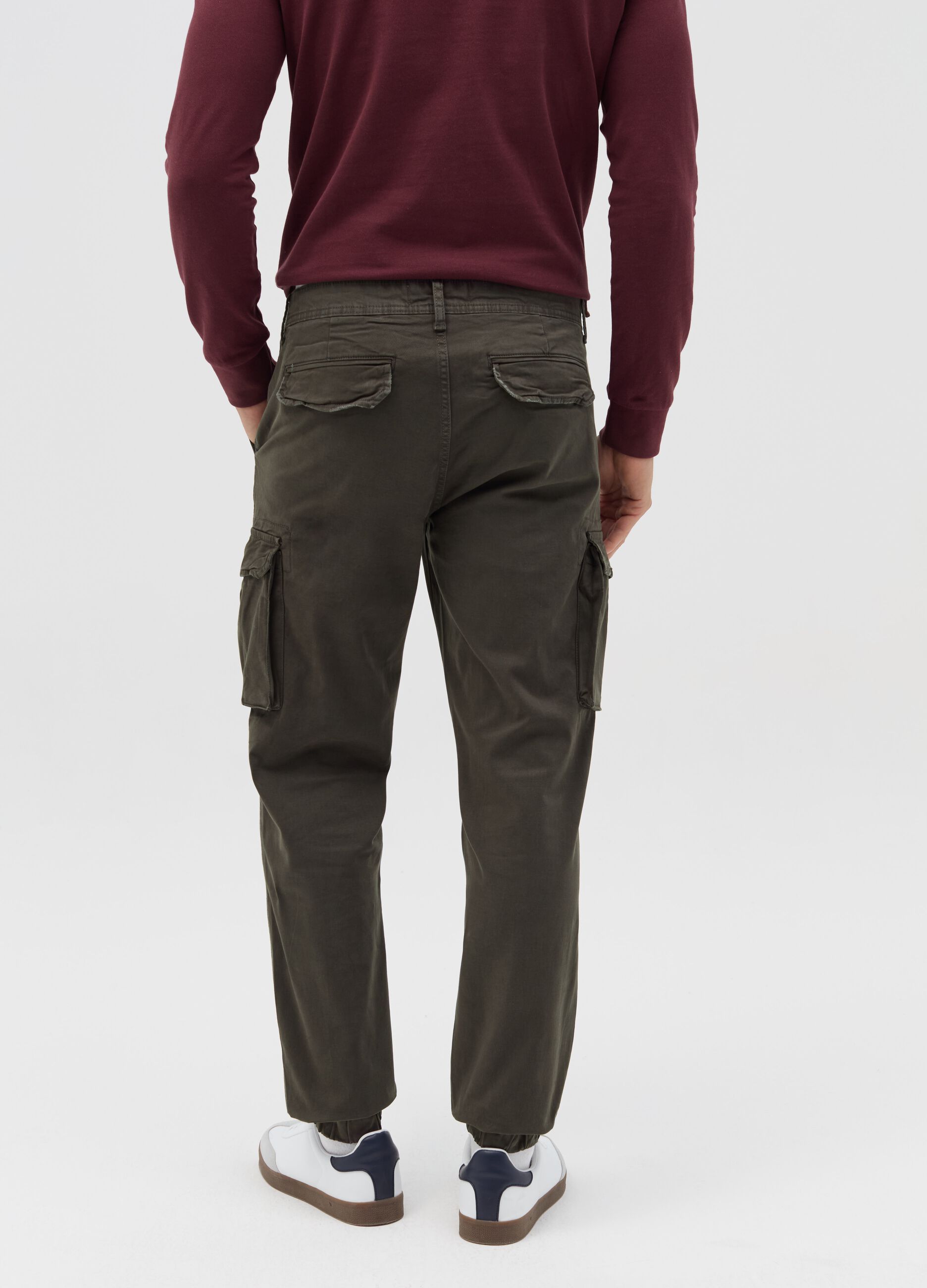 Stretch cotton cargo trousers
