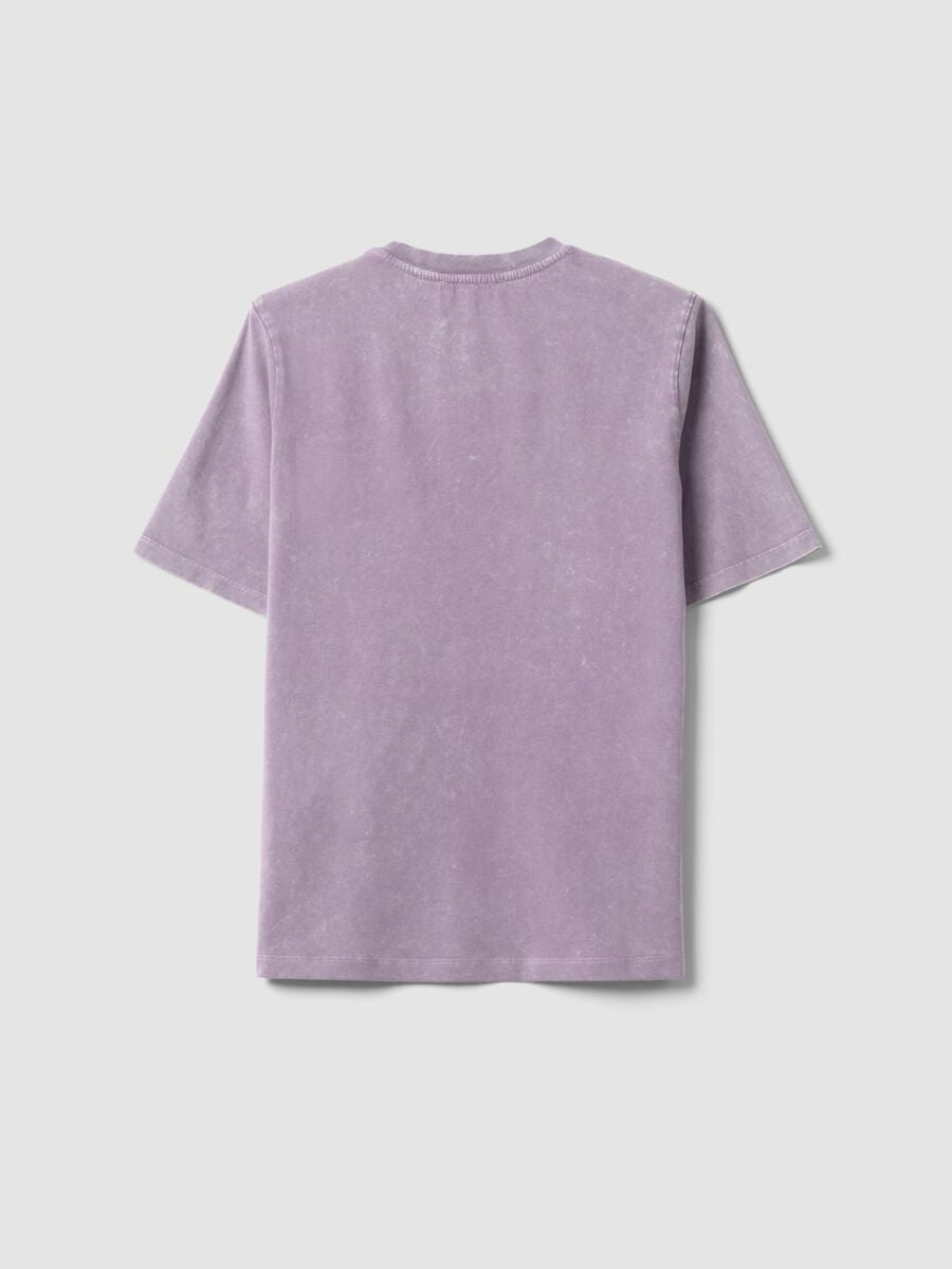 Purple pure cotton T-shirt with floral print, relaxed fit_6