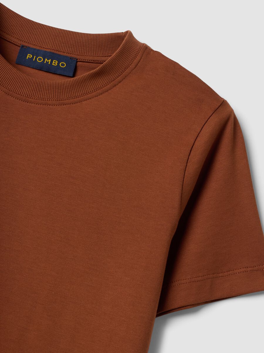 T-shirt girocollo marrone in puro cotone Supima regular fit_5