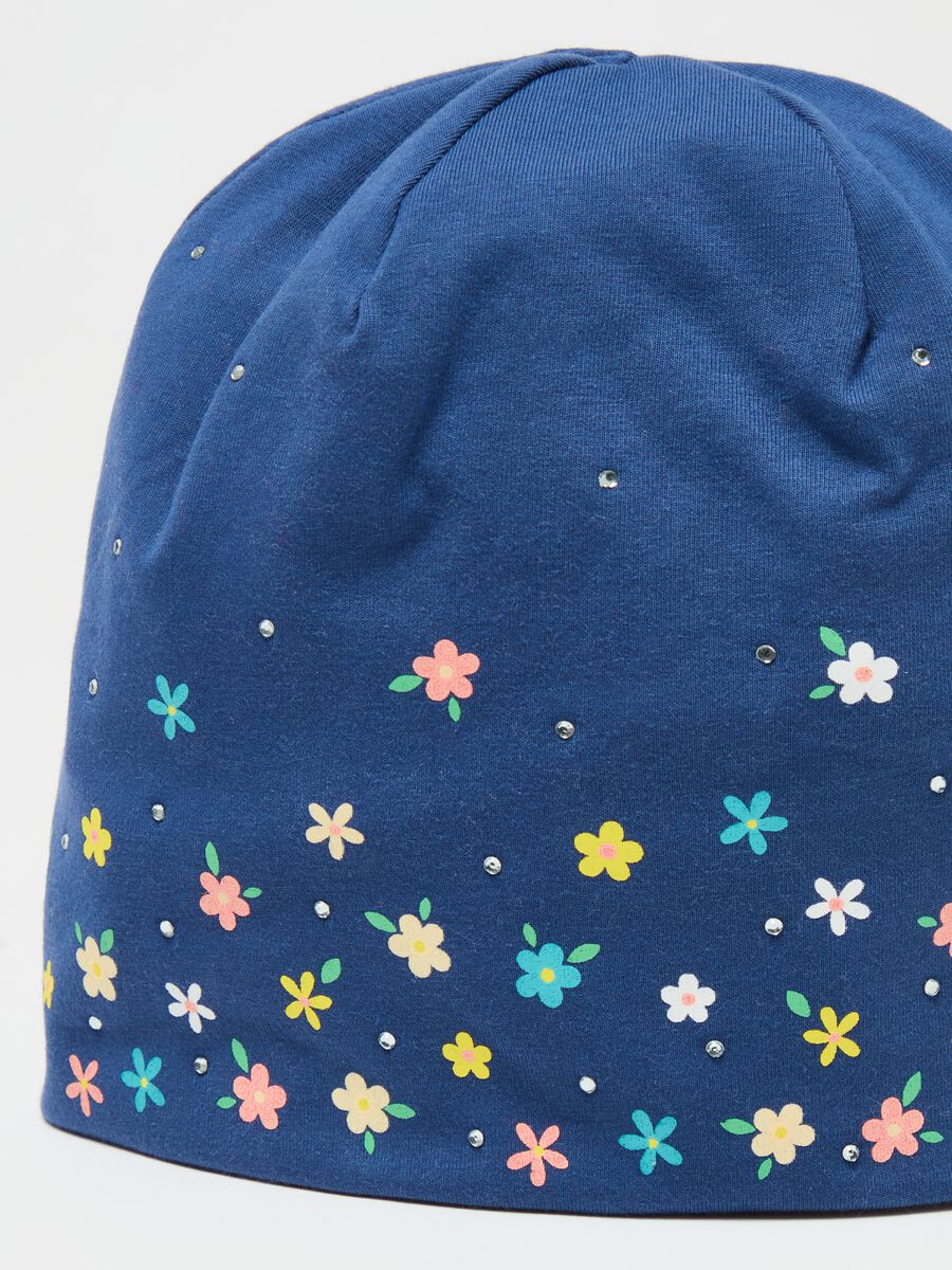 Organic cotton hat with diamantés and print_2