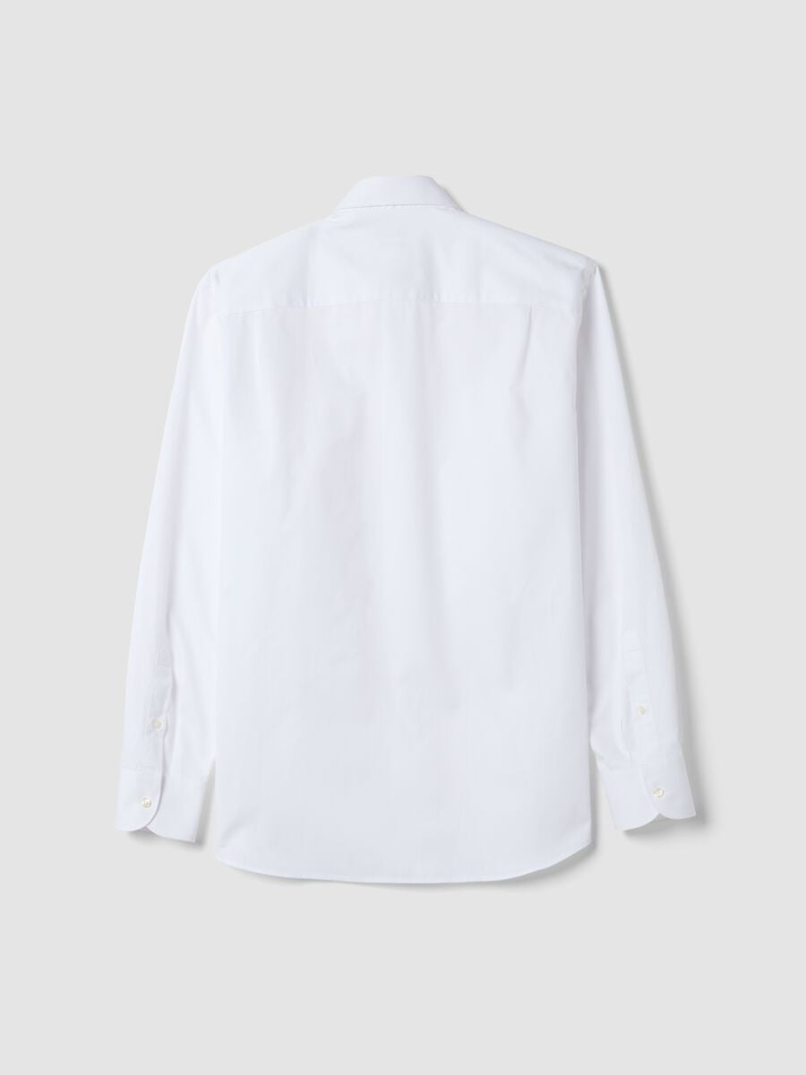 Camicia bianca in puro cotone con collo classico_6