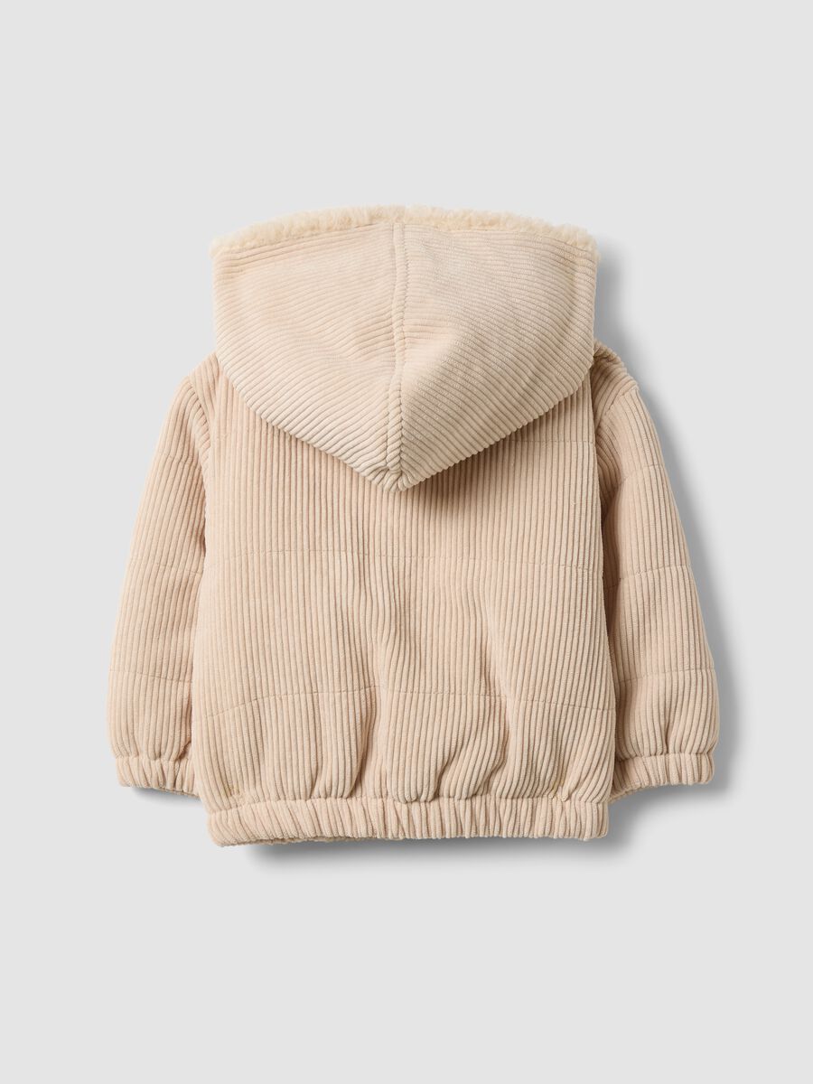 Beige padded hooded jacket with zip_1