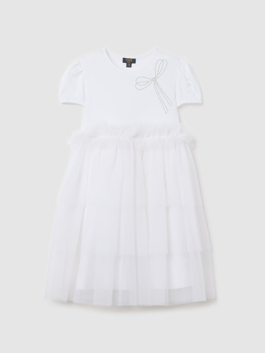 White dress with tulle skirt_0
