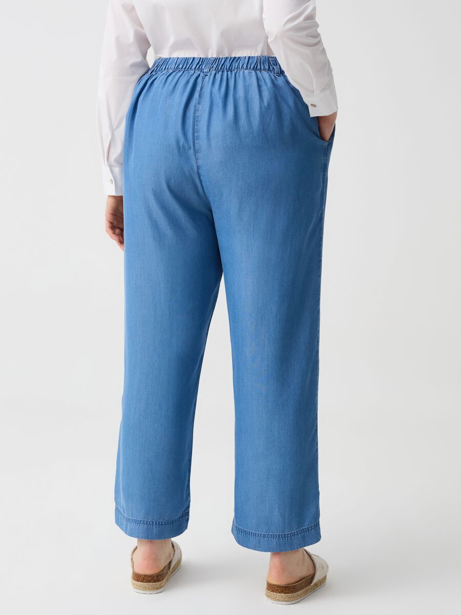 Curvy flowing wide-leg denim-effect trousers_2