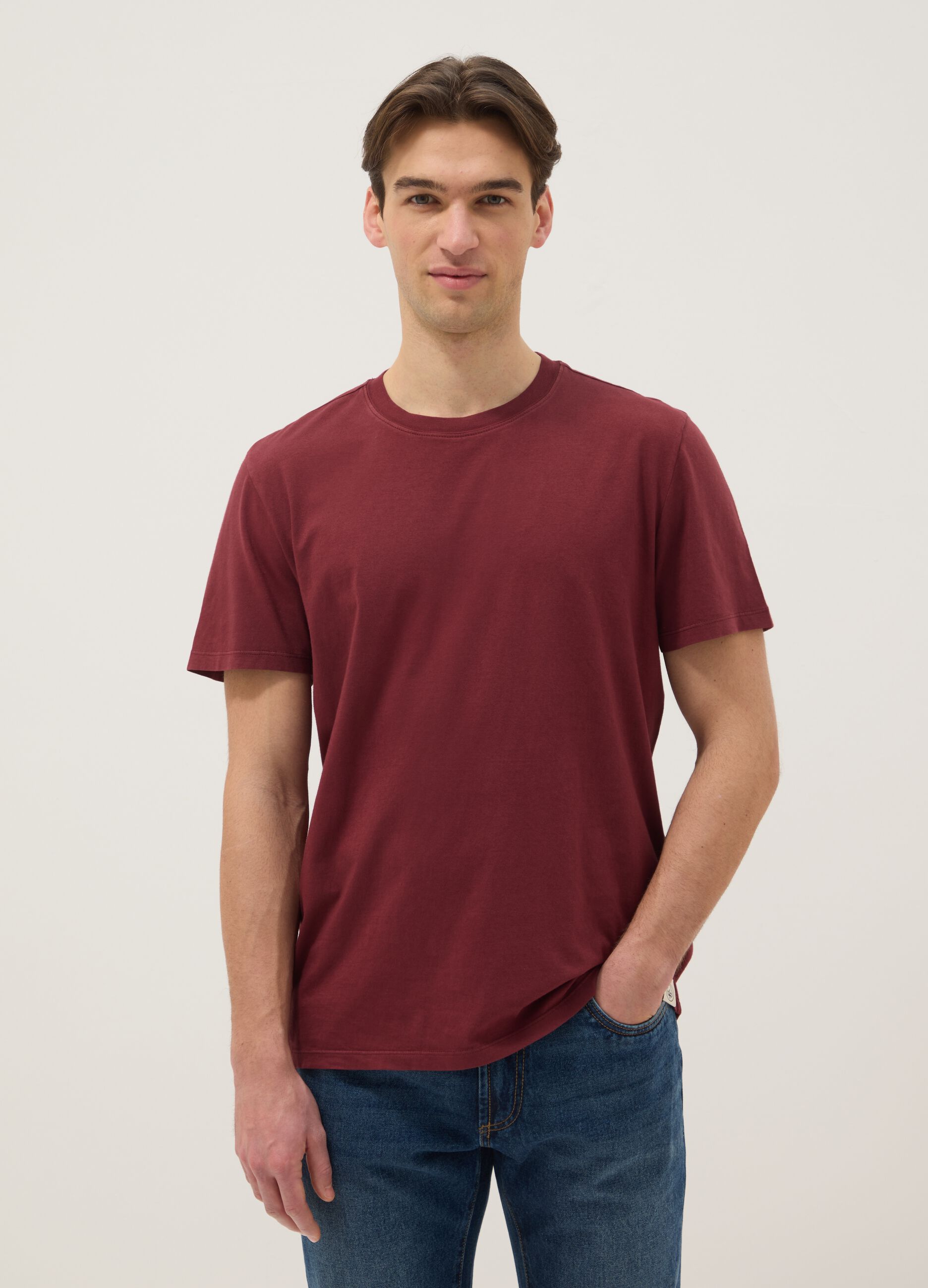 Burgundy pure cotton T-shirt