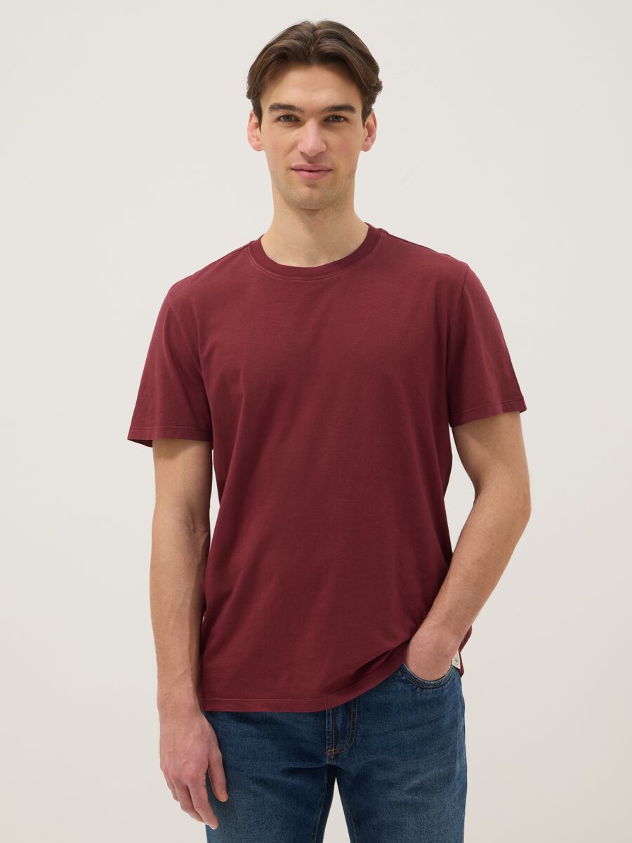 T-shirt bordeaux in puro cotone italiano_0