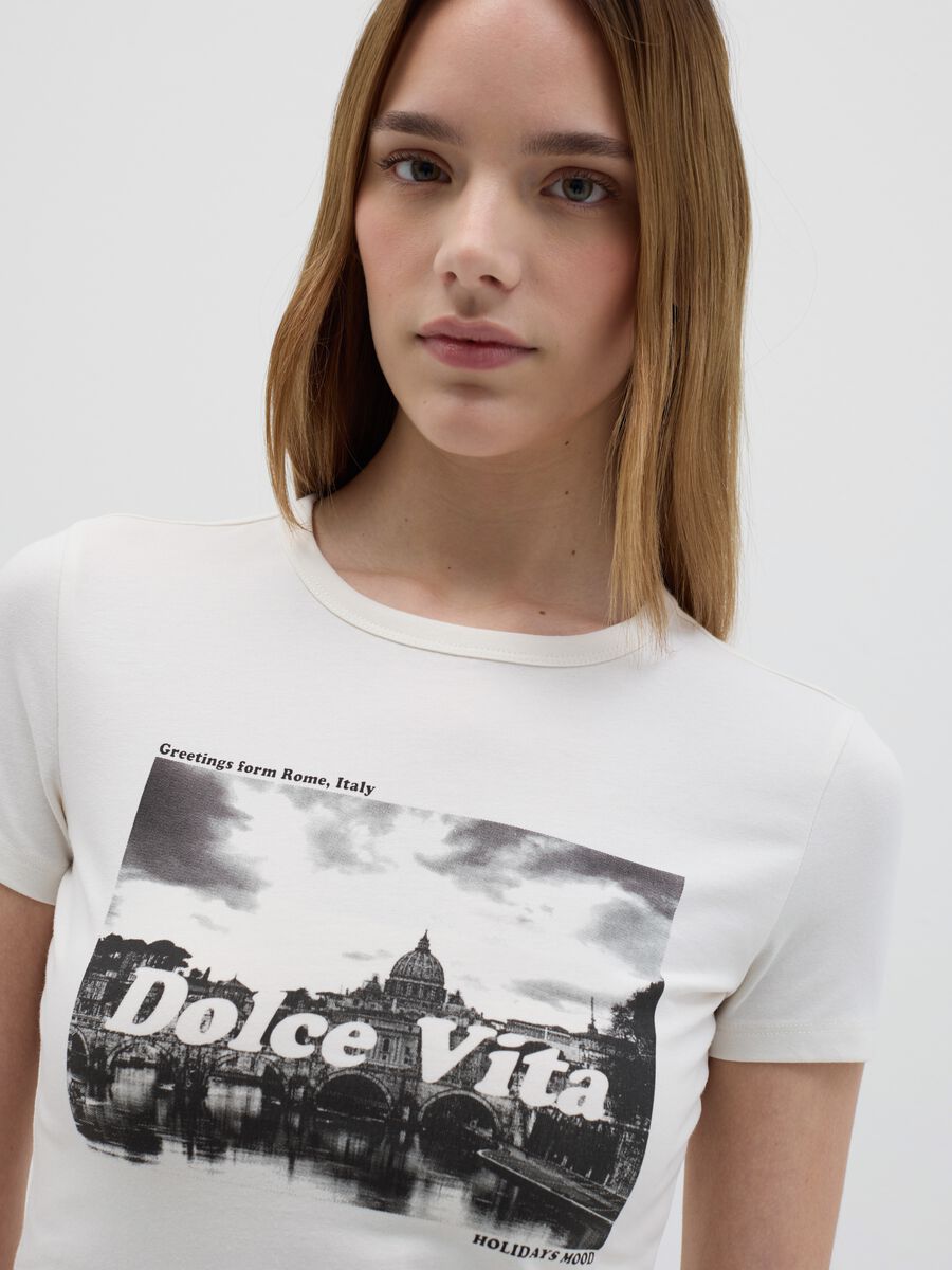 Short-sleeved T-shirt with "Dolce Vita" print_1