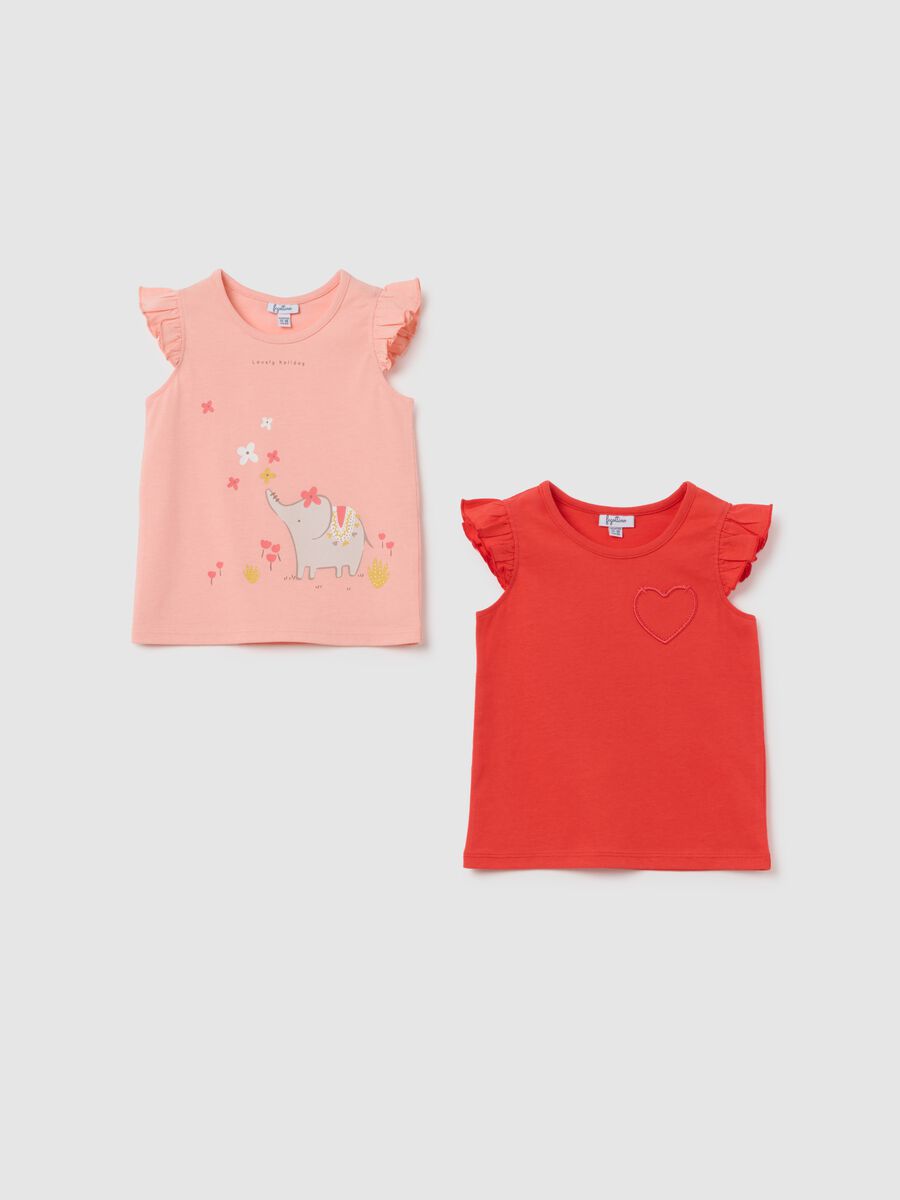 Girls' multicolour pure cotton regular fit T-shirt with prints_0