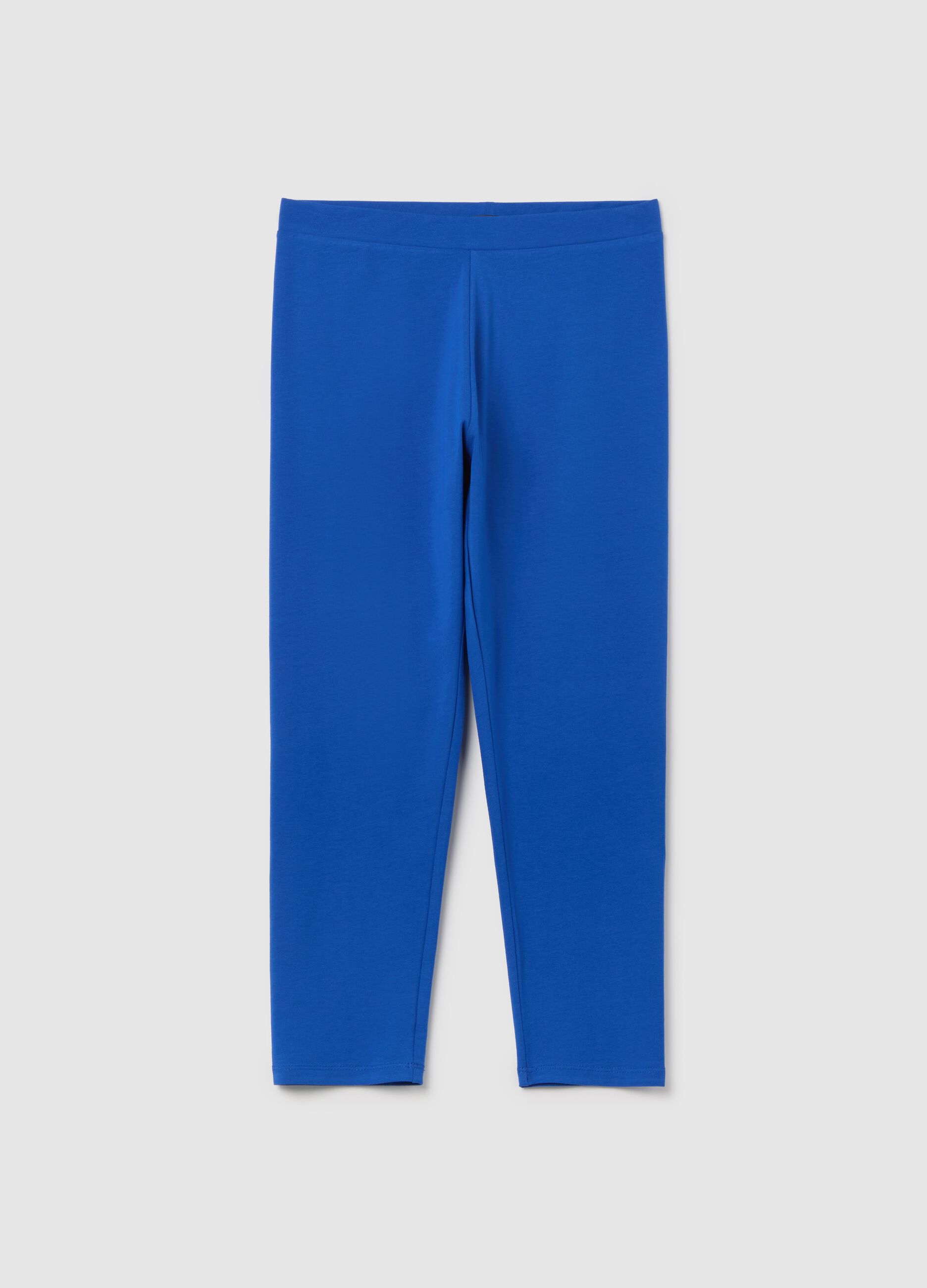 Women's blue regular fit stretch cotton leggings