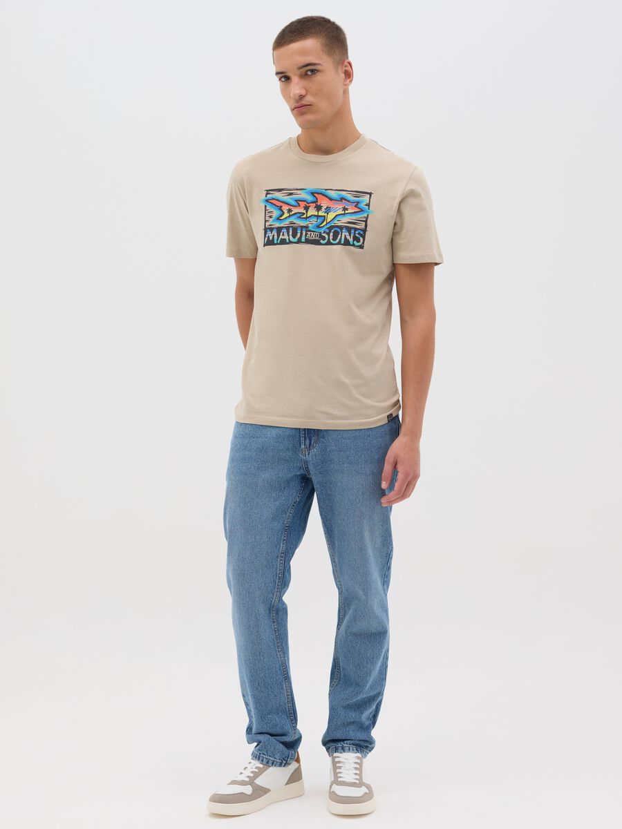 Beige T-shirt with Maui and Sons print_1