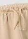 Pantaloni beige in puro cotone con vita elastica e stampa per bimba_3