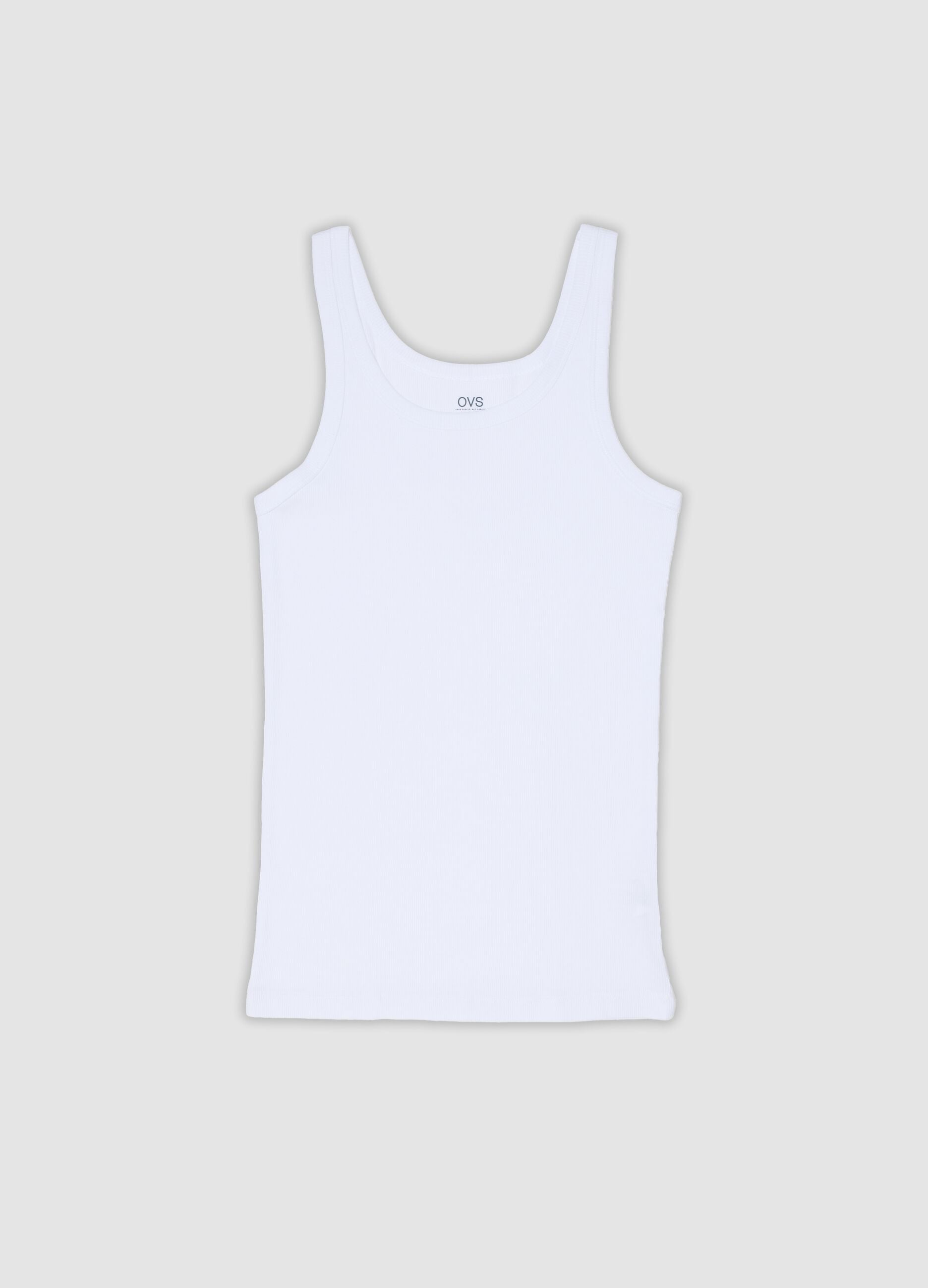 White ribbed vest top in pure organic cotton