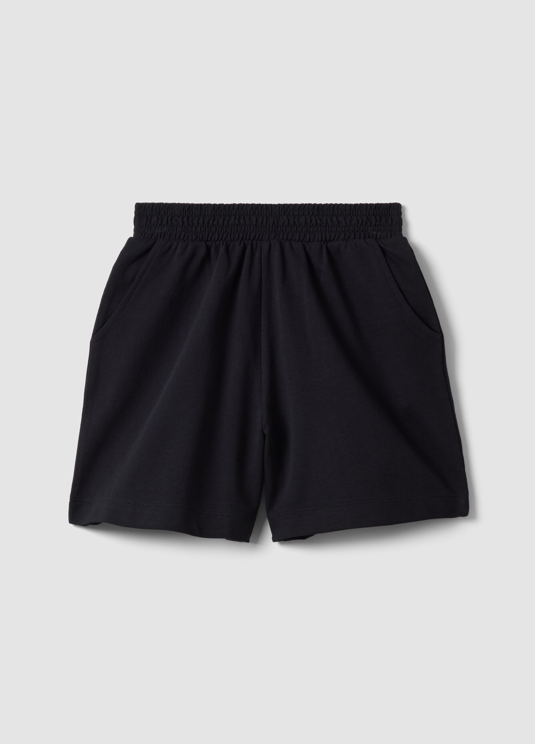 Girls' oversized fit pure cotton black shorts