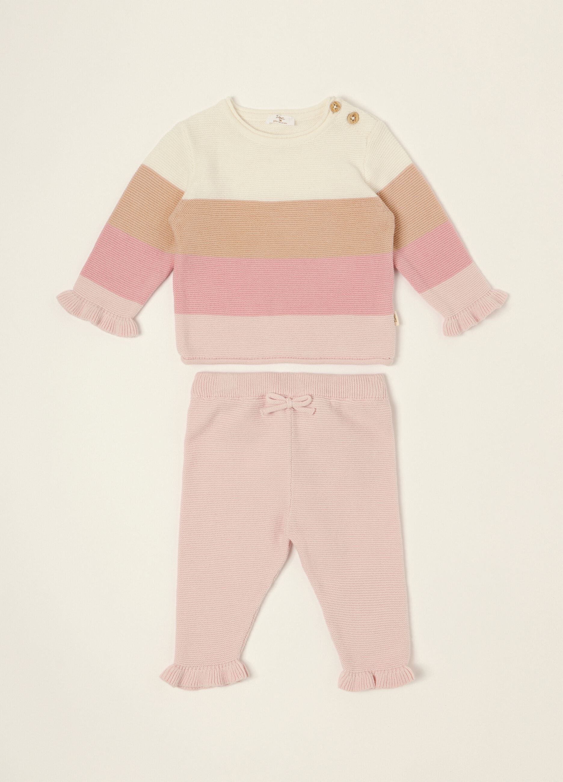 Multicolour striped pure cotton set for baby girl