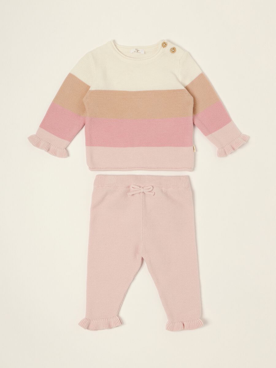 Multicolour striped pure cotton set for baby girl_0