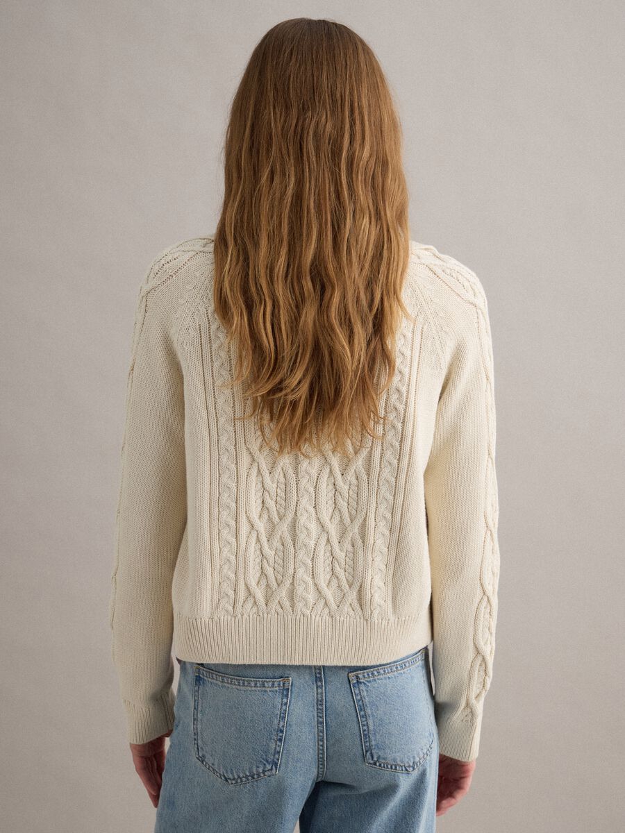 Beige pure cotton regular fit cardigan_3