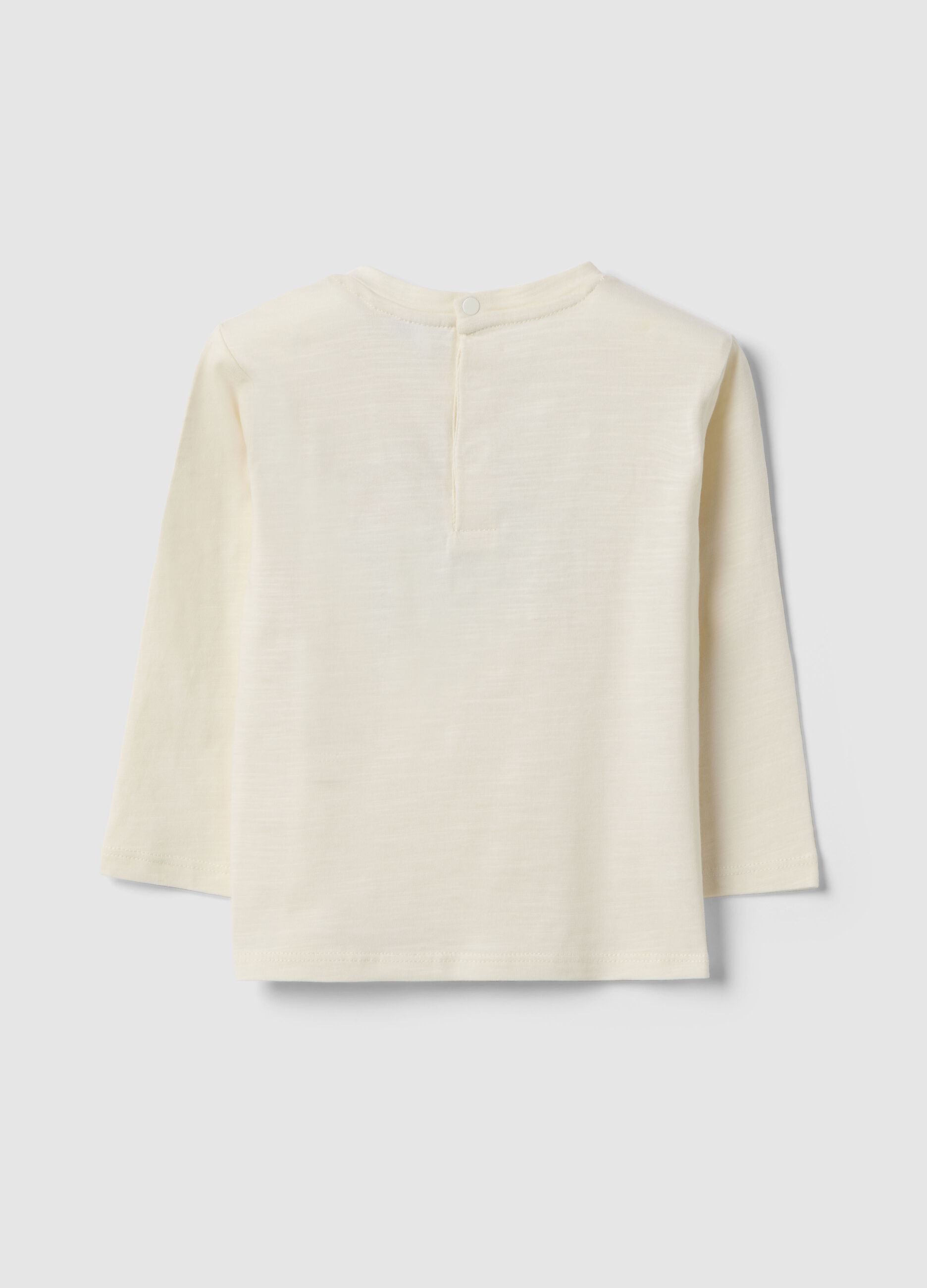 Baby boys&rsquo; white pure cotton regular-fit T-shirt with teddy bear print