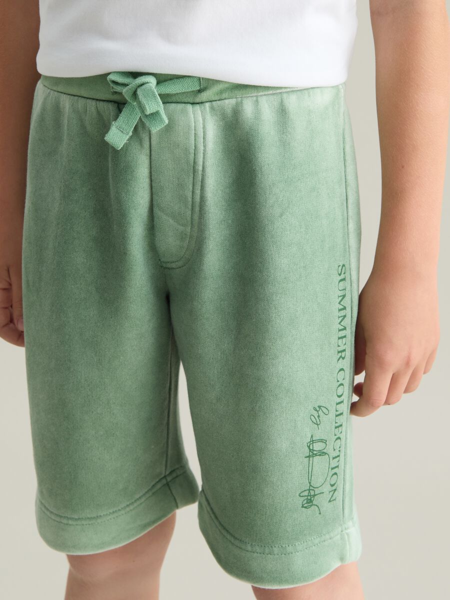 Children's green cotton blend shorts, regular fit_2