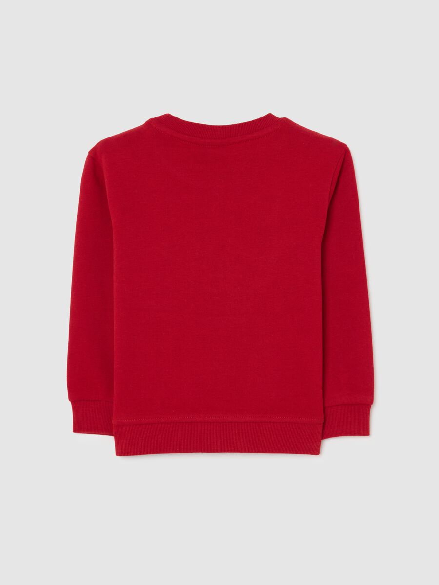 Red child's sweatshirt in pure cotton regular fit with Christmas print_1