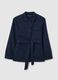 Women&rsquo;s blue regular-fit jacket in cotton and linen blend_4