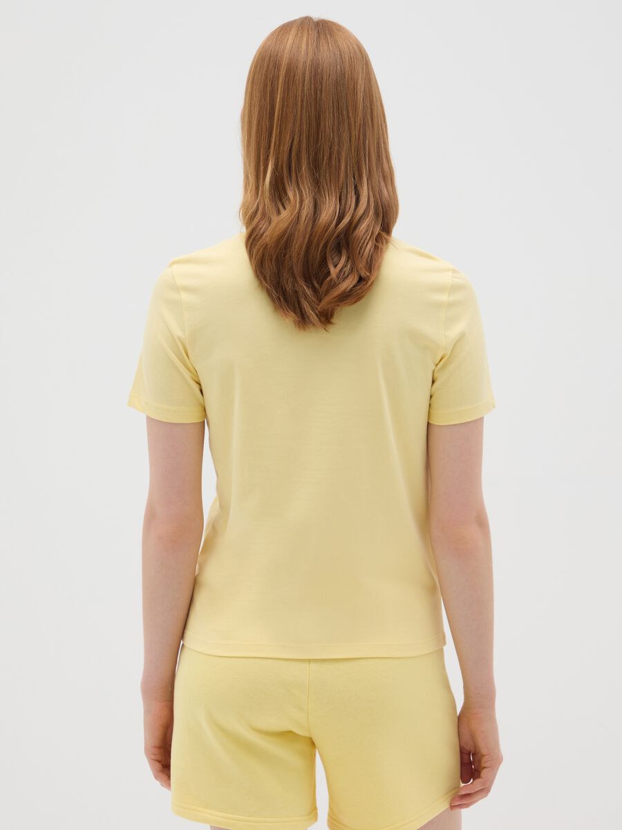 Yellow regular fit pure cotton women's t-shirt_2