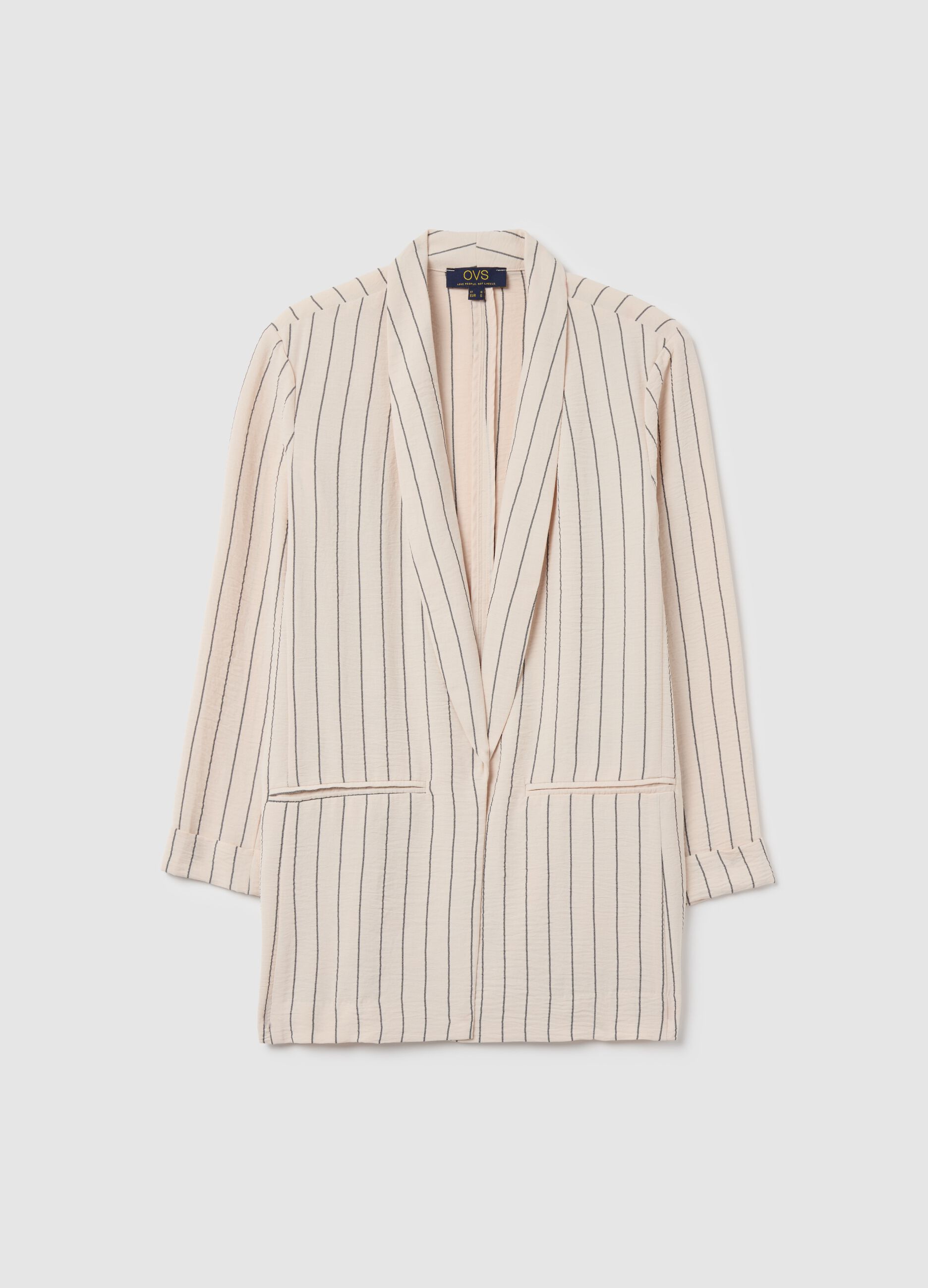 Open crinkle-effect fluid blazer