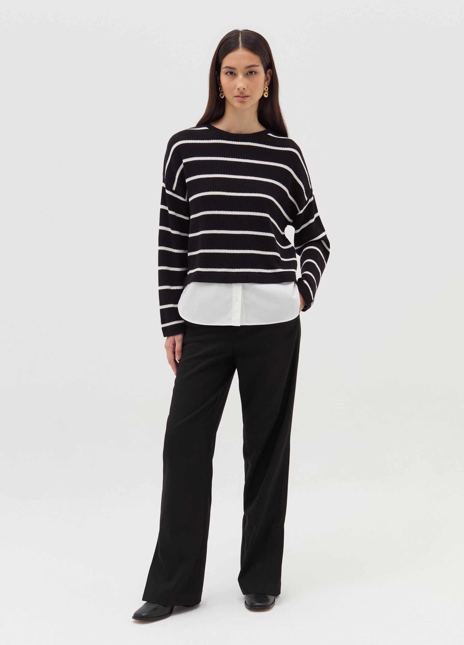 OVS T-shirt maniche lunghe con micro trama waffle
