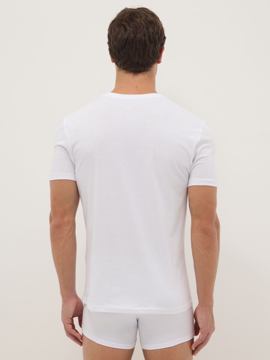 Tripack white V-neck t-shirts in pure cotton regular fit_2