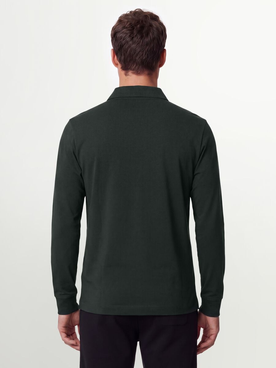 Polo grigia in cotone elasticizzato a maniche lunghe regular fit_3