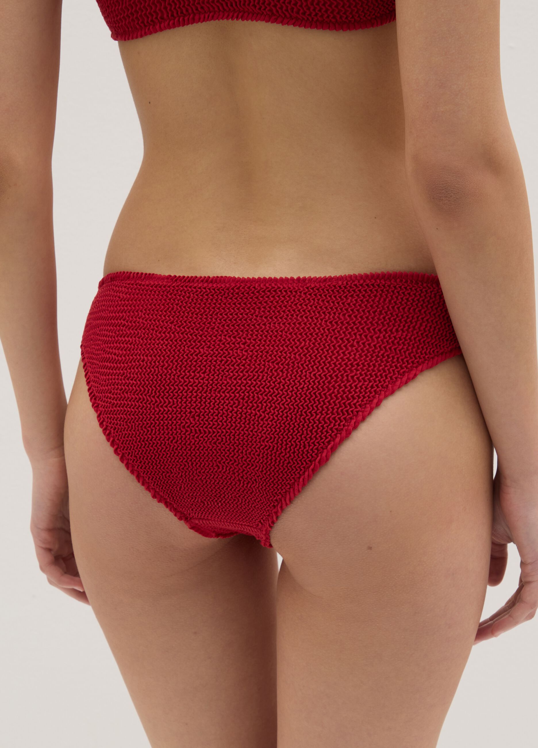 Slip bikini da donna in tessuto elasticizzato rosso