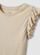 Beige slim fit pure cotton t-shirt with ruffles_5